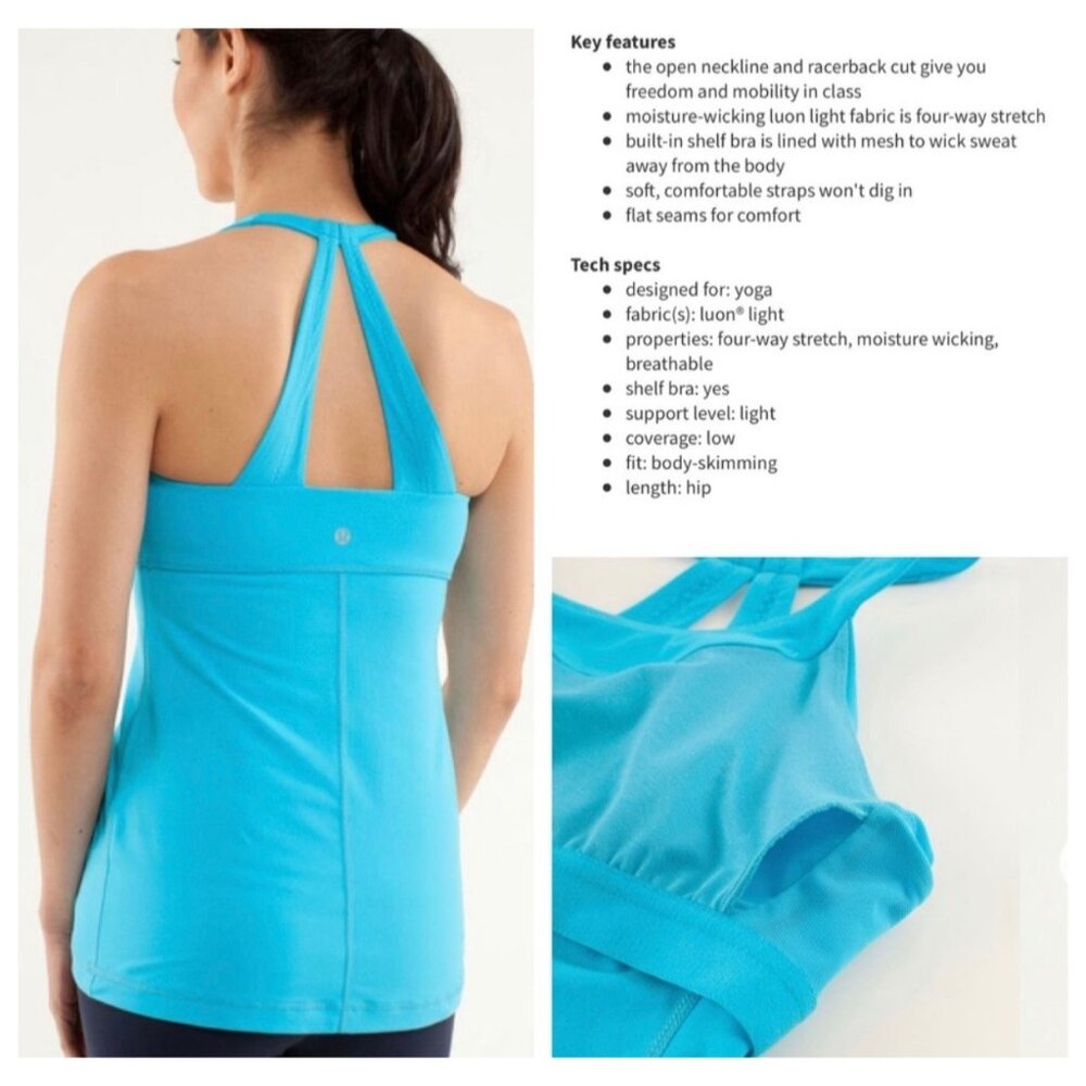 Lululemon Scoop Me Up Tank II Size 8/10 Luan Light WIC71S Spry Blue Strappy - Picture 10 of 14